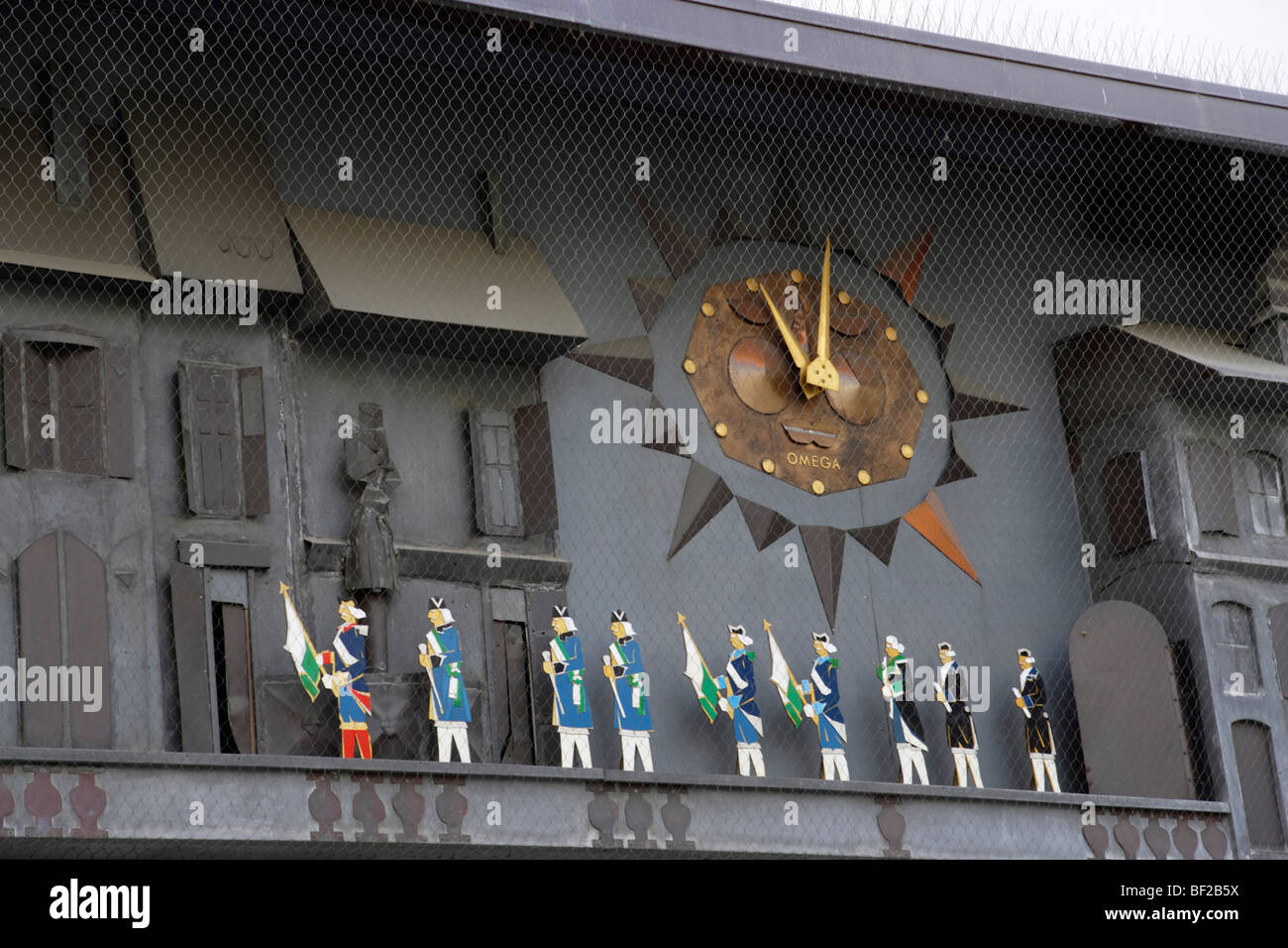 Orologio meccanico, Place de la Palud, Losanna, nel Cantone di Vaud, Svizzera Foto Stock