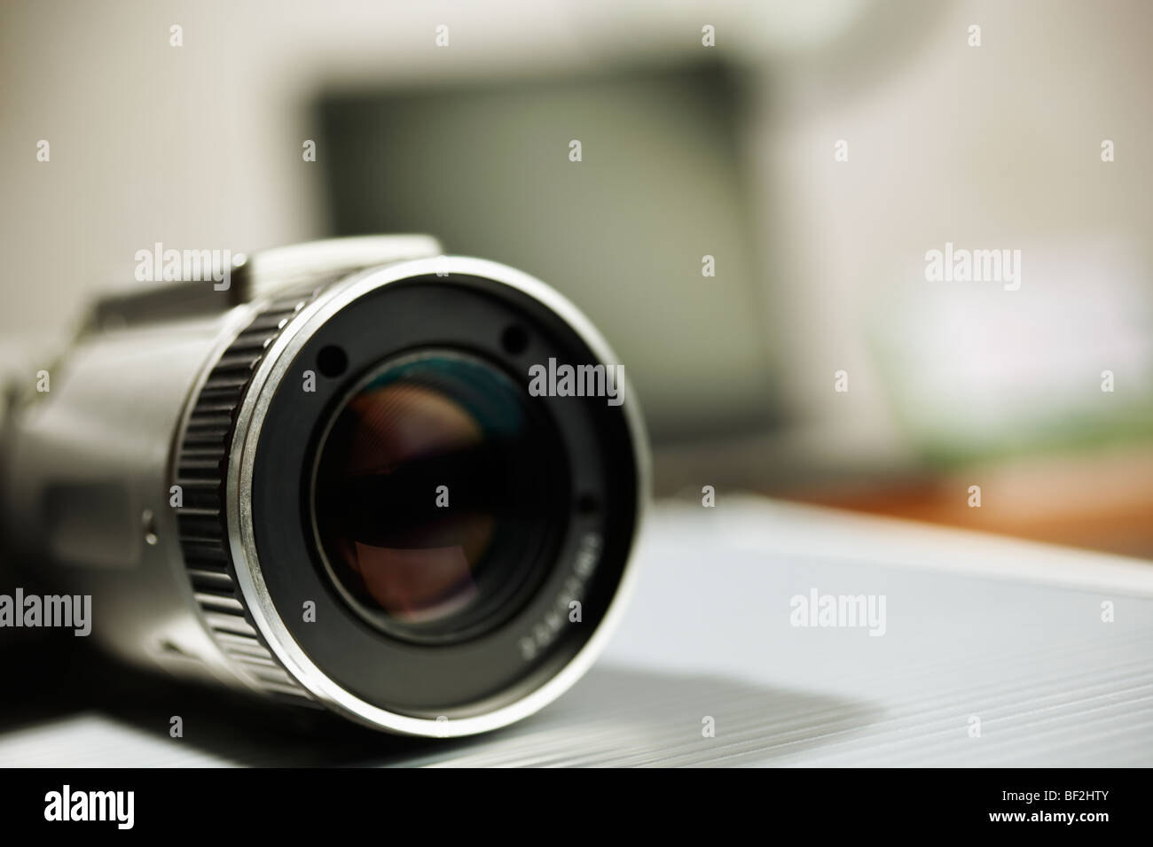 Telecamera in primo piano ,il fuoco selettivo sulla più vicina parte metallica, speciali foto f/x Foto Stock