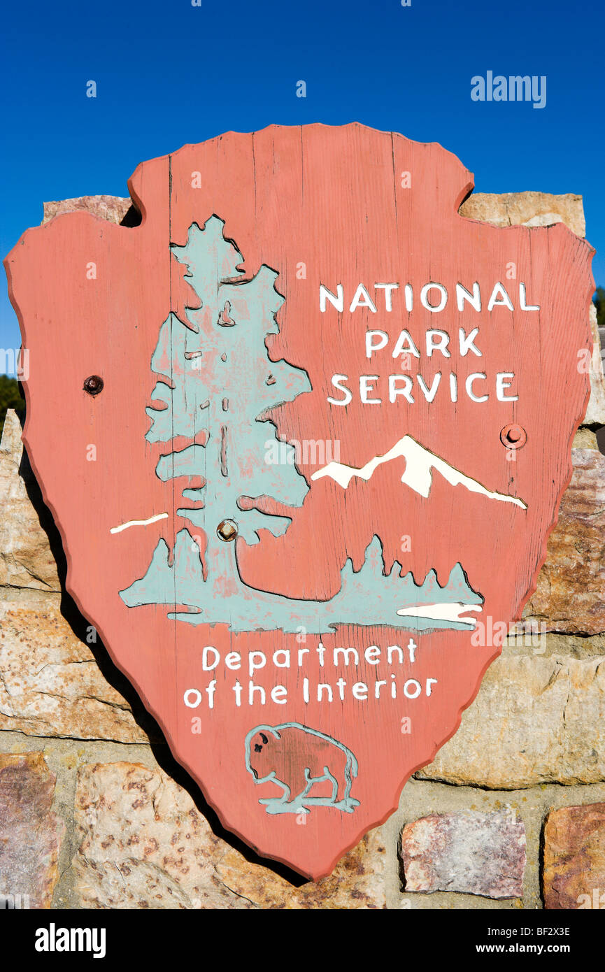 Segno per i Parchi Nazionali di Servizio, Parco Nazionale di Shenandoah, Blue Ridge Mountains, Virginia, Stati Uniti d'America Foto Stock