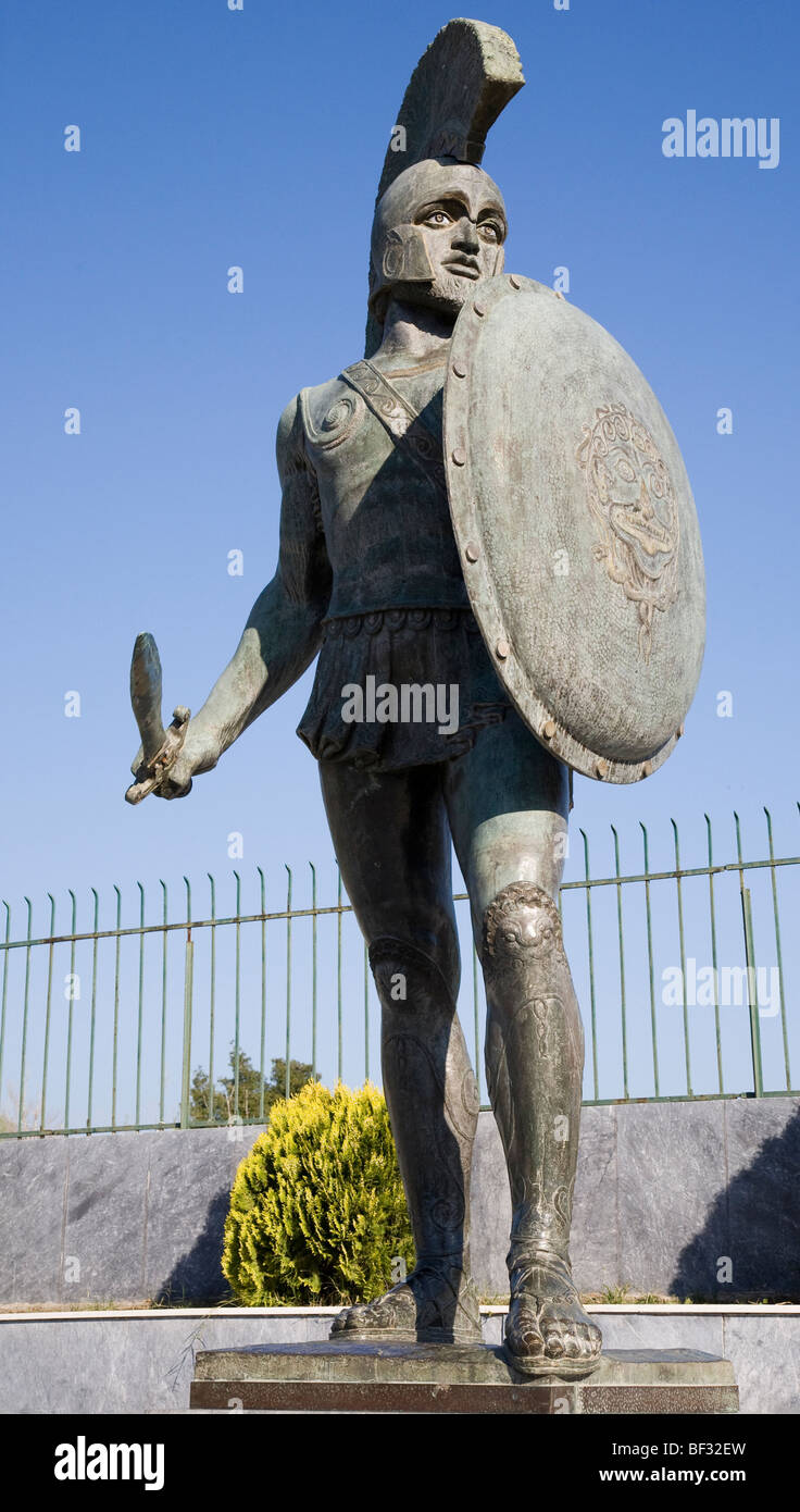 La Grecia, Sparta - Statua di re Leonidas Foto Stock