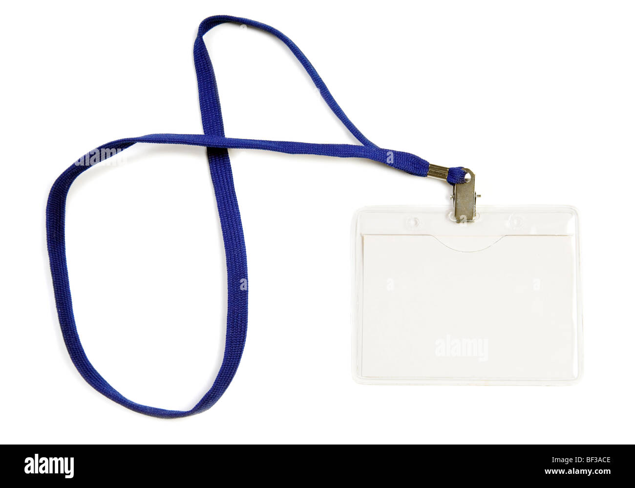 Vuoto badge aziendali con corda isolato su bianco Foto Stock