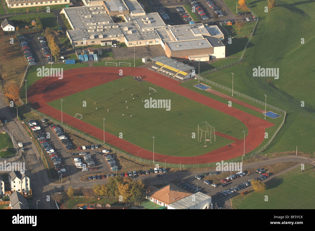 Una veduta aerea di uno stadio sportivo in Perth Foto Stock