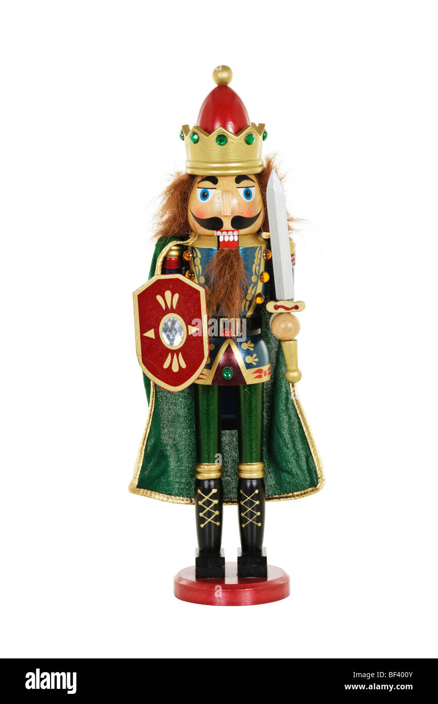 Natale schiaccianoci isolato su uno sfondo bianco Foto Stock