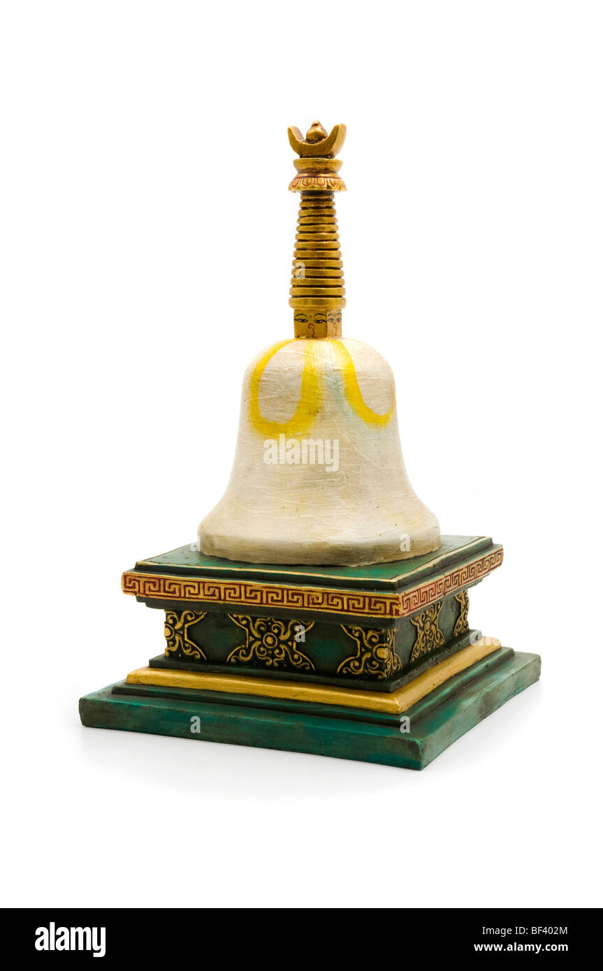 Stupa in miniatura su sfondo bianco Foto Stock Stupa in miniatura su sfondo bianco Foto Stock