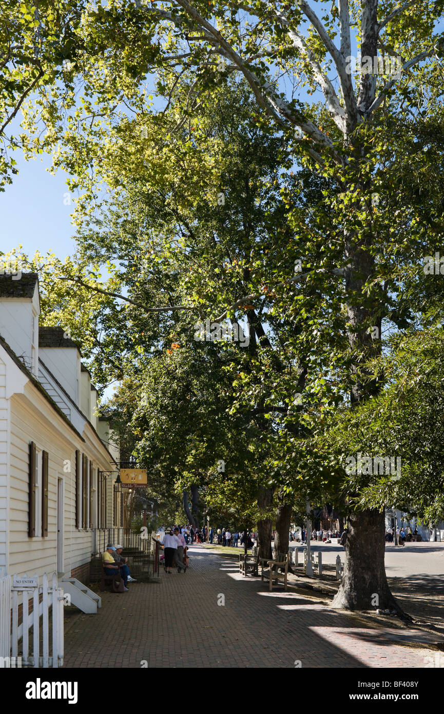 Shields Tavern sul Duca di Gloucester Street (la strada principale), Colonial Williamsburg, Virginia, Stati Uniti d'America Foto Stock