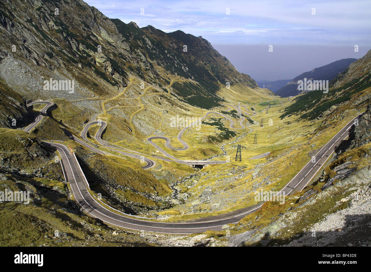 Transfagarasan - strada sopra le montagne Foto Stock