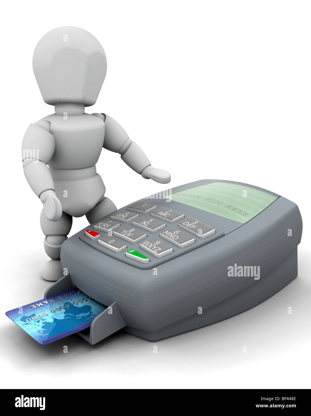 3D Rendering DI UN UOMO CON CARTA DI CREDITO Foto Stock