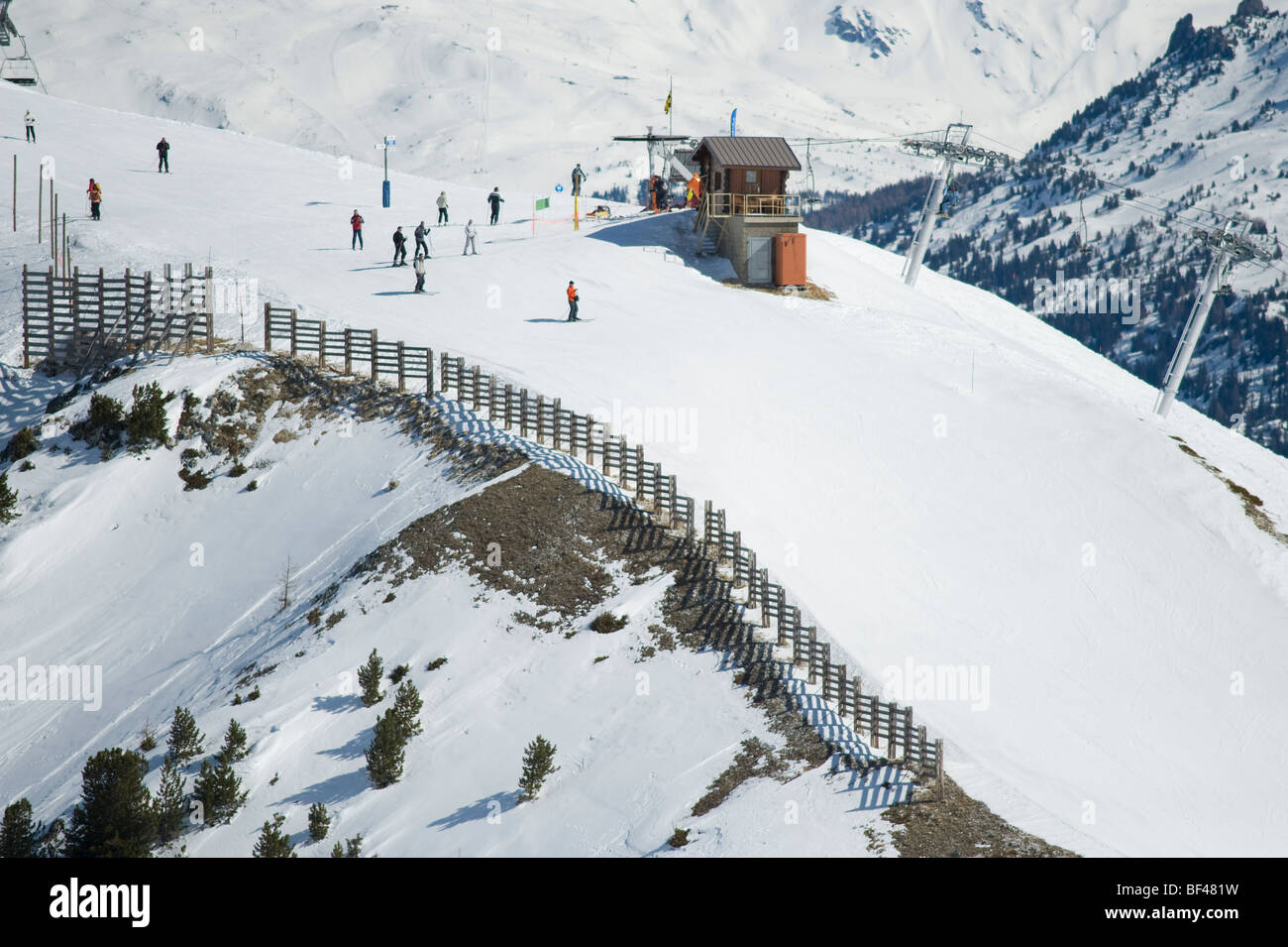 Tracciato di sci, Paradiski, La Plagne, Francia Foto Stock