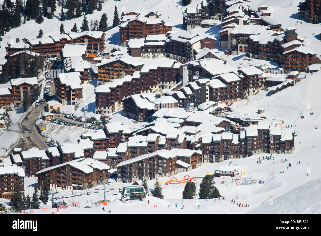 Belle Plagne mountain ski resort, Savoie, Francia Foto Stock
