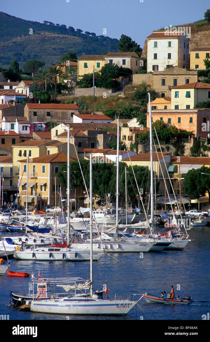 Yachts, Porto, Porto Azzurro, Elba, Insel Elba, Toskana, Italien Foto Stock