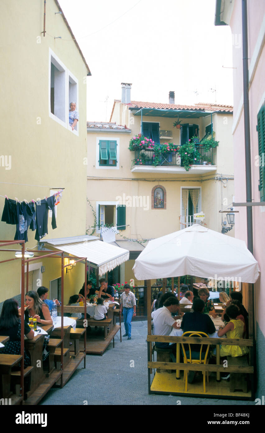 Ristorante, Porto Azzurro, Elba, Insel Elba, Toskana, Italien Foto Stock