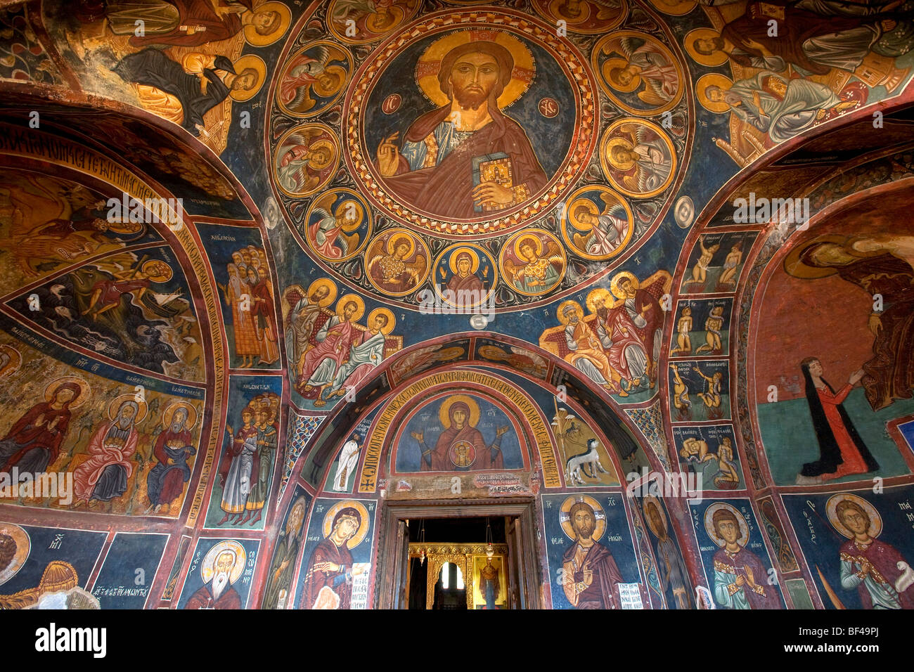 Panagia Forviotissa Asinou Chiesa, Chiesa Bizantina, icona, Monti Troodos, Cipro, Grecia, Europa Foto Stock