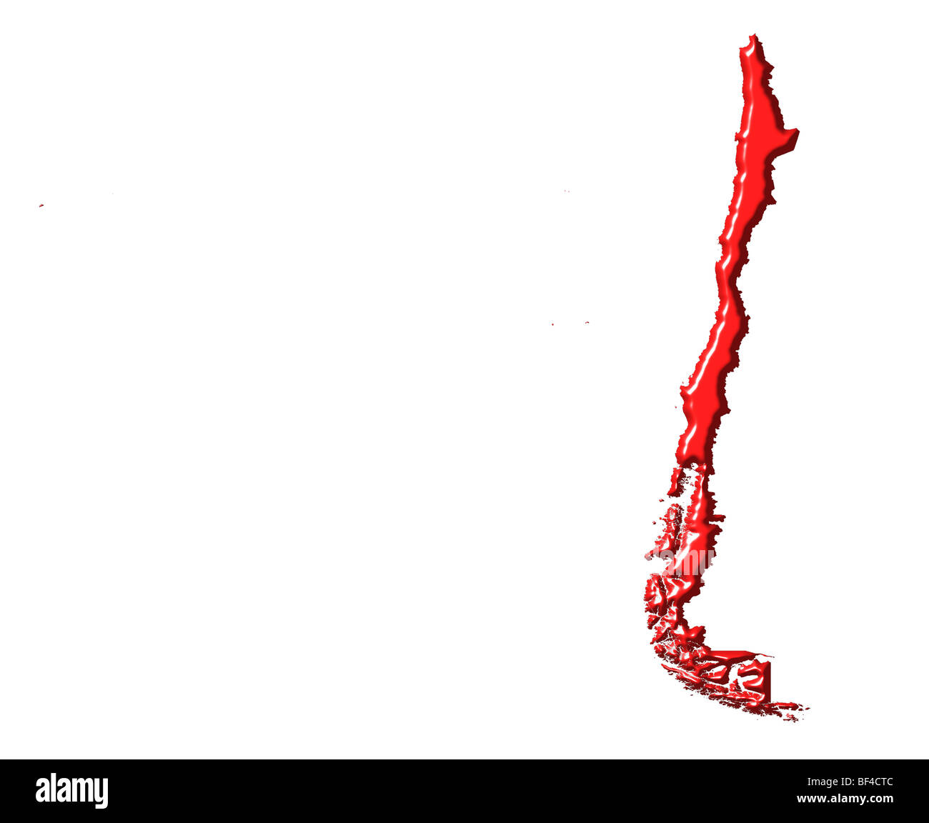 Il Cile 3d per la mappa con colori nazionali Foto Stock