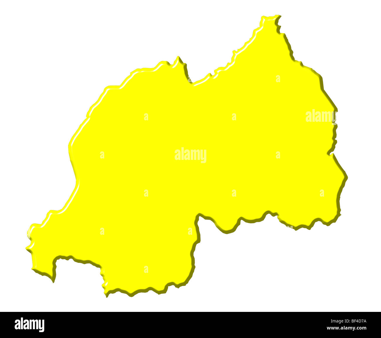 Ruanda 3d per la mappa con colori nazionali Foto Stock