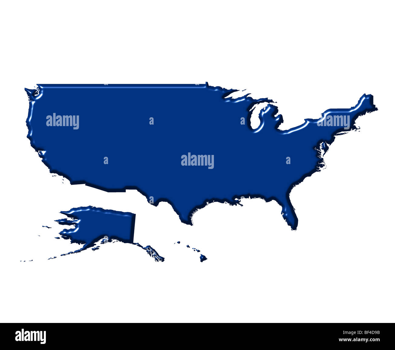 USA mappa 3D con colori nazionali Foto Stock