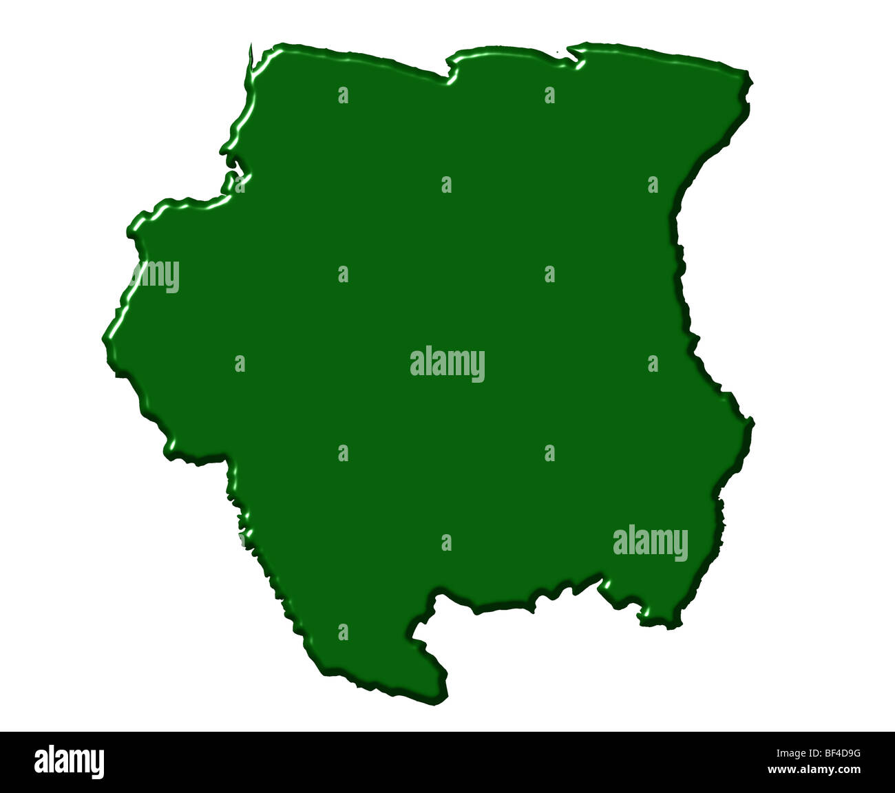 Suriname 3d per la mappa con colori nazionali Foto Stock