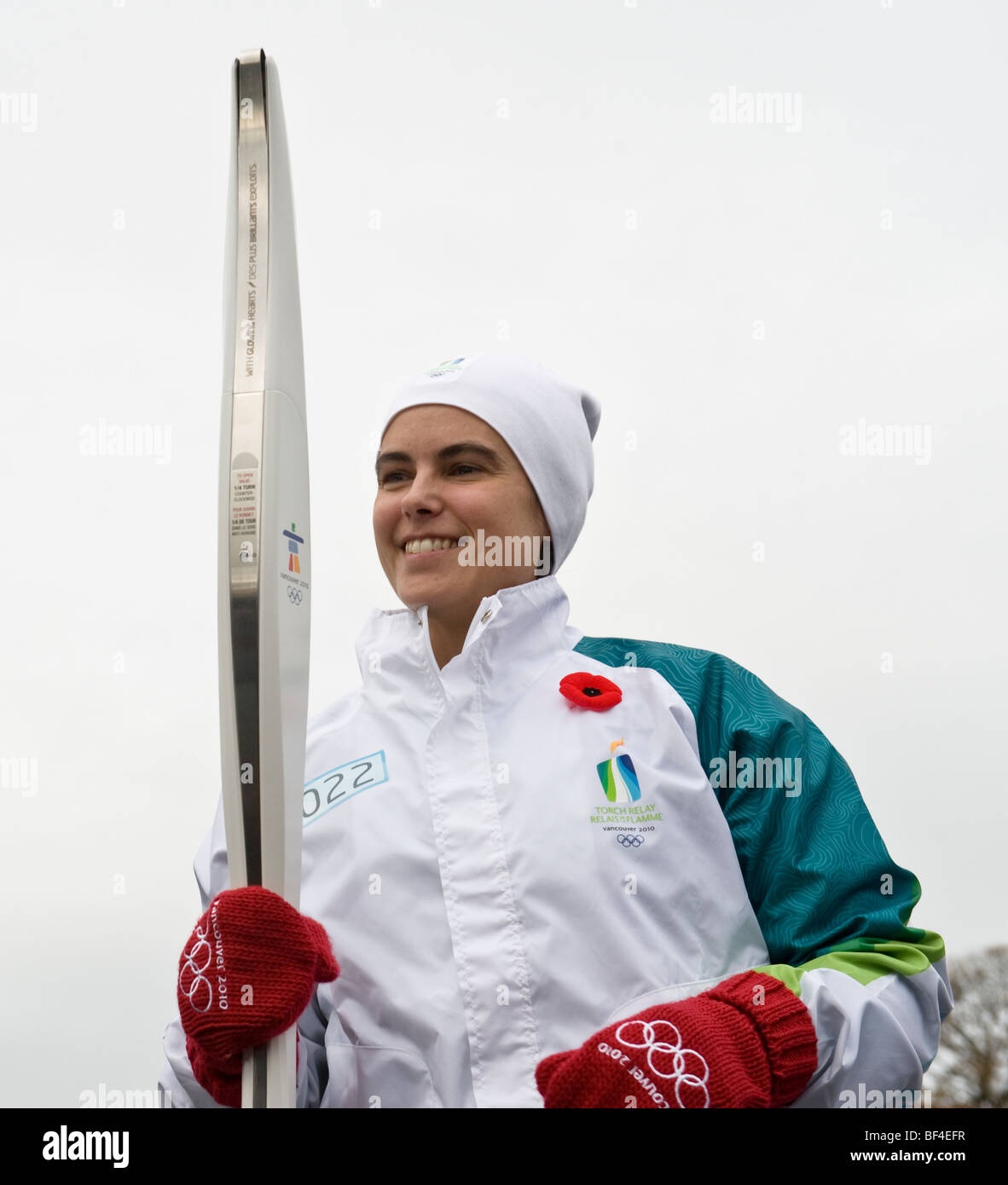 Il 2010 Torcia Olimpica ha cominciato a Victoria, British Columbia, Canada su Venerdì, Ottobre 30. Foto Stock