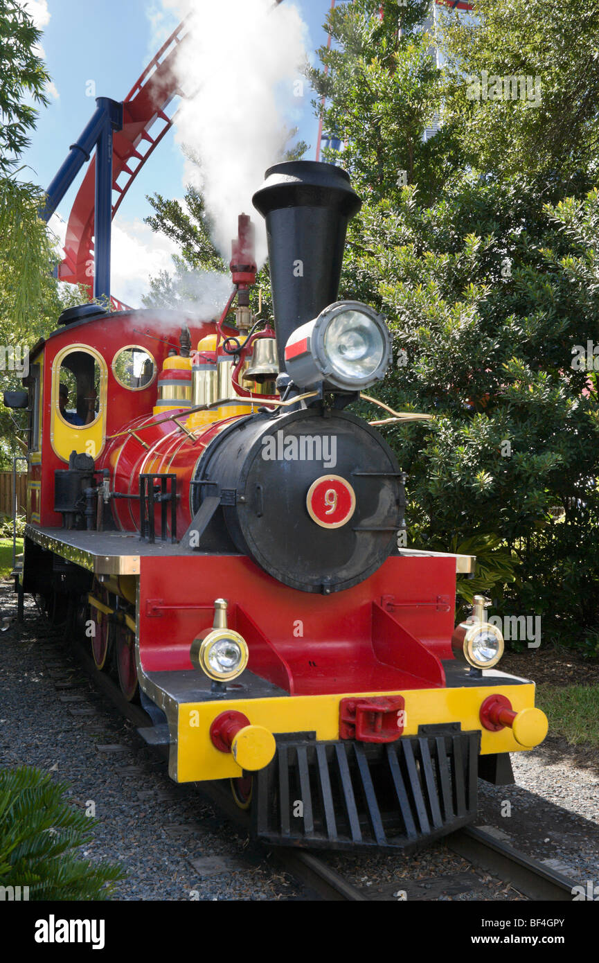 Treno a vapore, Busch Gardens Tampa, Florida, Stati Uniti d'America Foto Stock