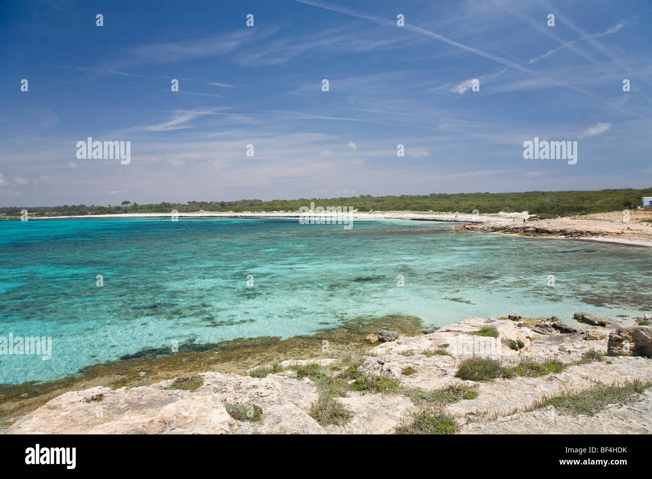 Spiaggia di Platja d'es Caragol, Mallorca, Maiorca, isole Baleari, Mare mediterraneo, Spagna, Europa Foto Stock