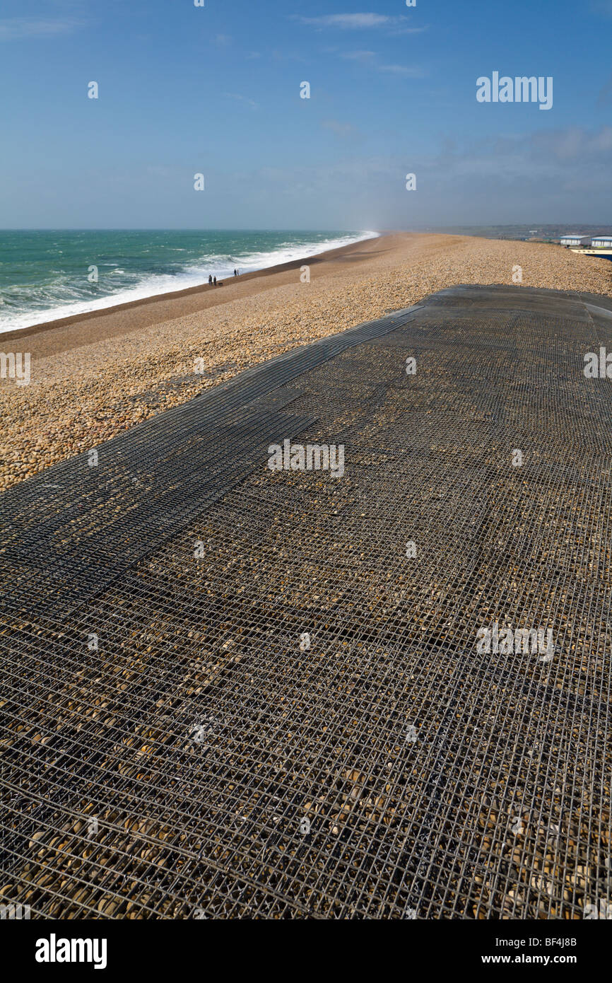 Le difese costiere 'Chesil Beach' Chiswell Dorset Inghilterra Foto Stock