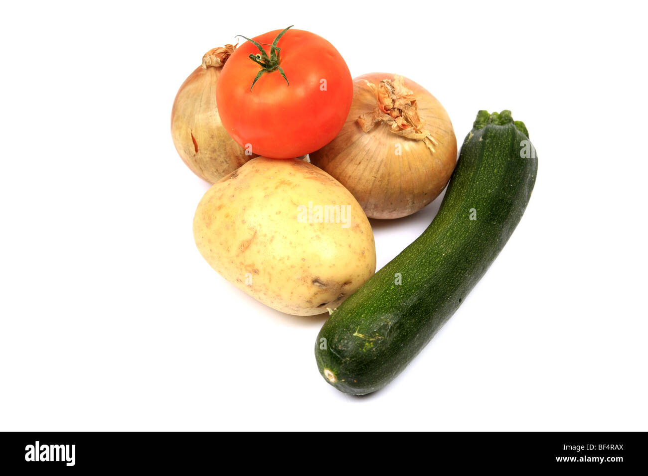 Verdure ora disponibile nei nostri negozi - onion di patata e di pomodoro o di zucchine zucchine Foto Stock