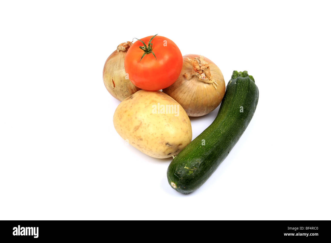 Verdure ora disponibile nei nostri negozi - onion di patata e di pomodoro o di zucchine zucchine Foto Stock
