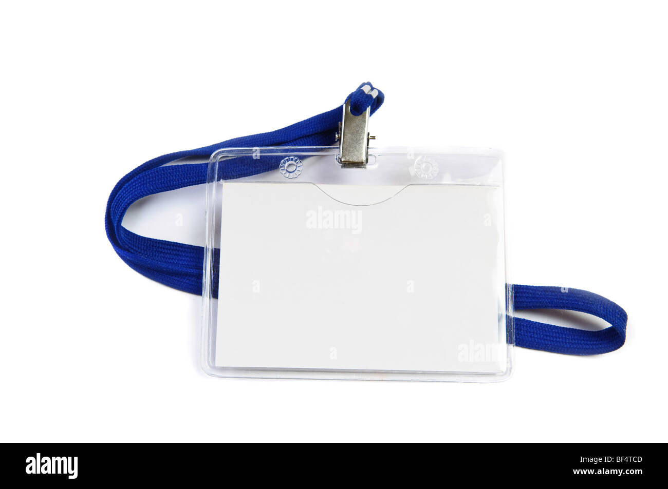 Vuoto badge aziendali isolati su bianco Foto Stock