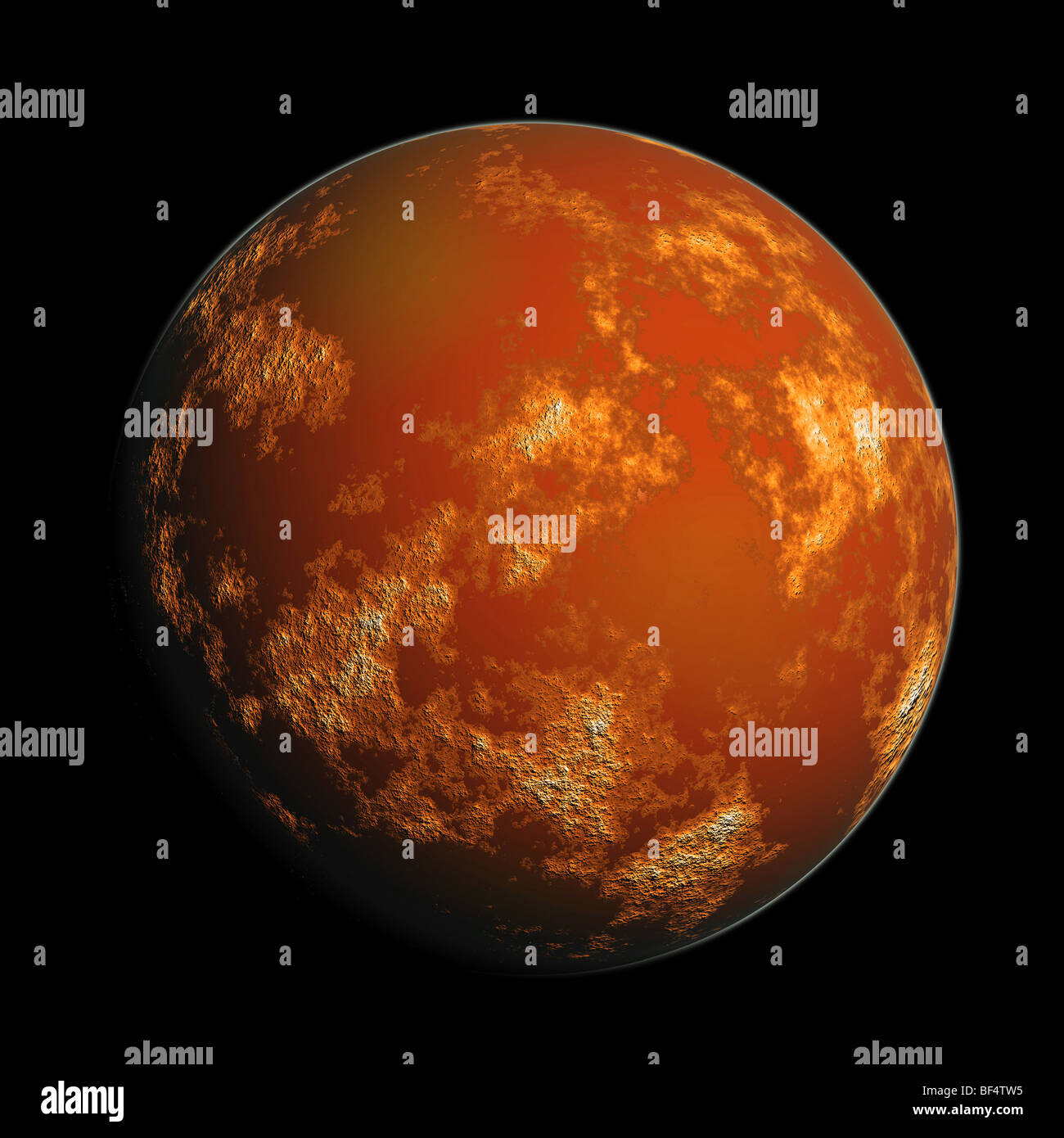 Orange rendere il pianeta Marte Foto Stock
