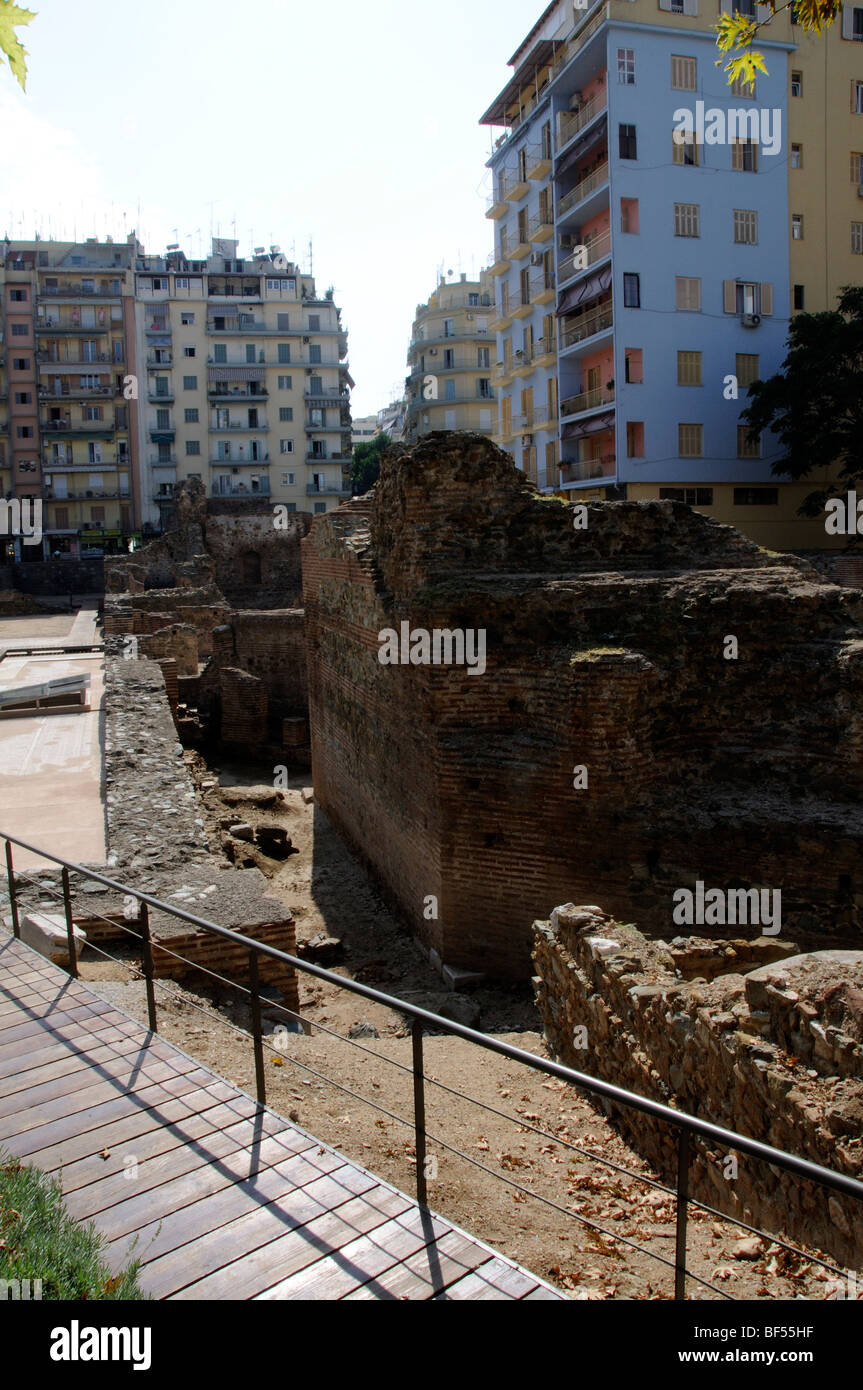 Galerio Palace ritrovamenti archeologici nel centro della città di Salonicco Grecia settentrionale Foto Stock