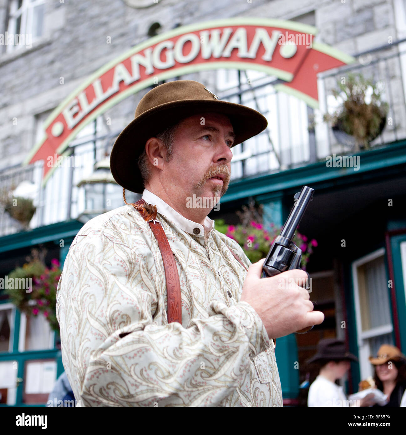 Creetown Festival della Musica Country, un cowboy competere nel miglior concorso Dumfries and Galloway Scotland Regno Unito Foto Stock