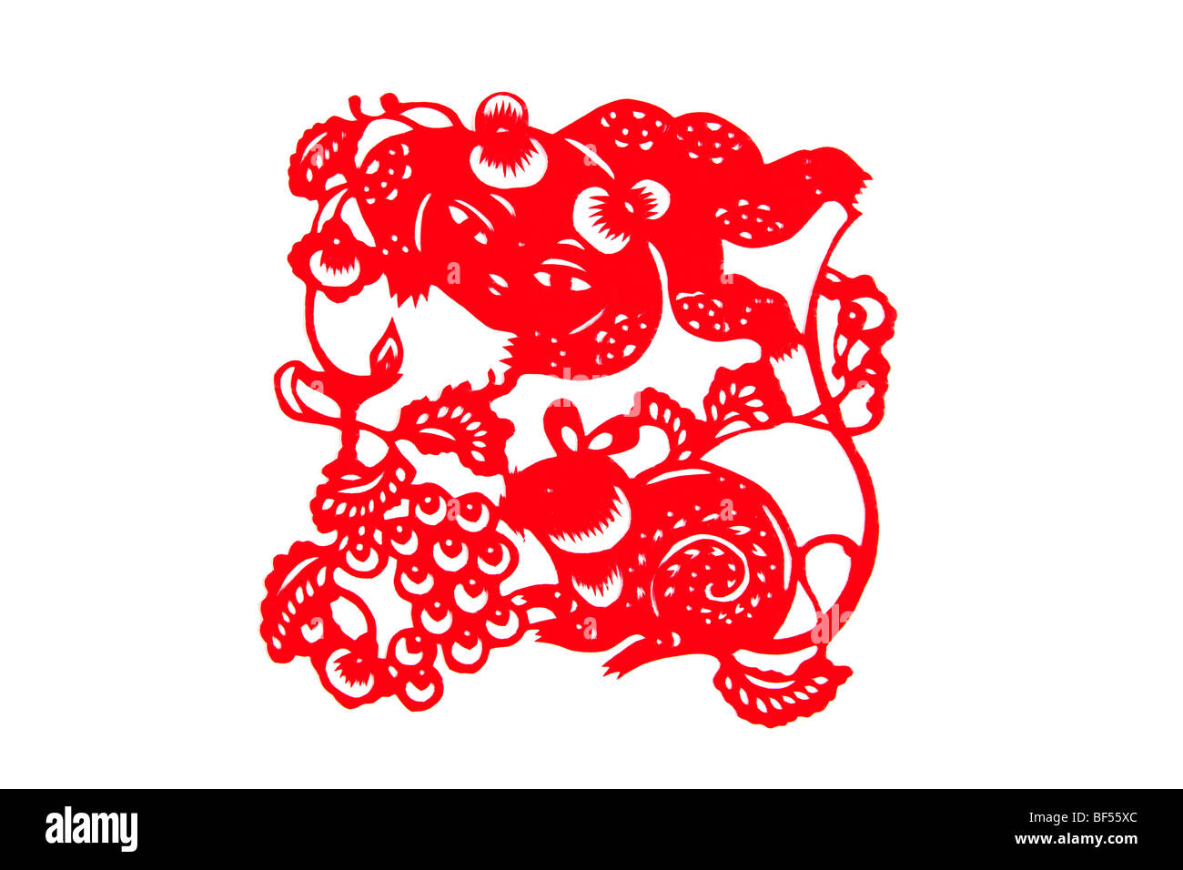 Taglio della carta pezzo con oroscopo cinese di ratto, Pechino, Cina Foto Stock