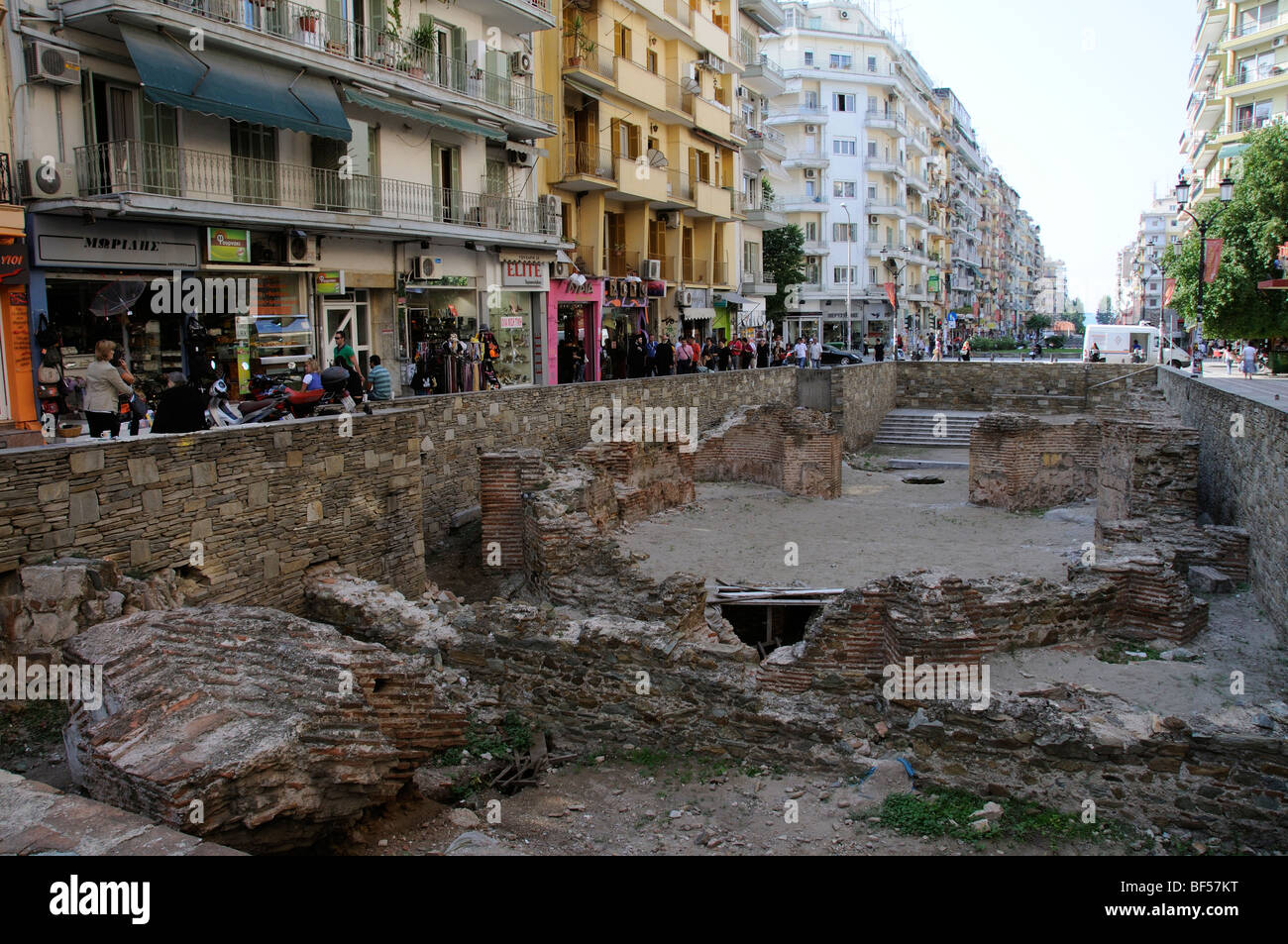 Galerio Palace ritrovamenti archeologici nel centro della città di Salonicco Grecia settentrionale Foto Stock