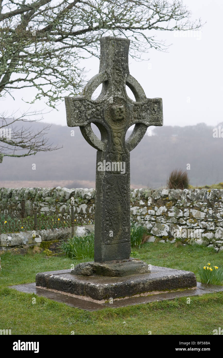 Kidalton croce. Vecchia chiesa parrocchiale. Isola di Islay. WEST COAST, Scozia. In Europa occidentale. Foto Stock