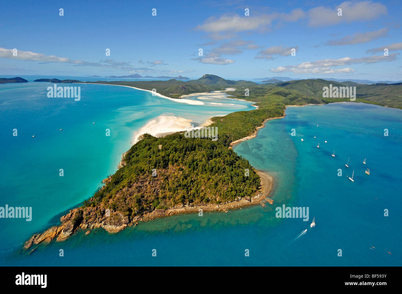 Vista aerea di Whitehaven Beach, Whitsunday Island, gancio destro Isola, Whitsunday Islands National Park, Queensland, Australia Foto Stock