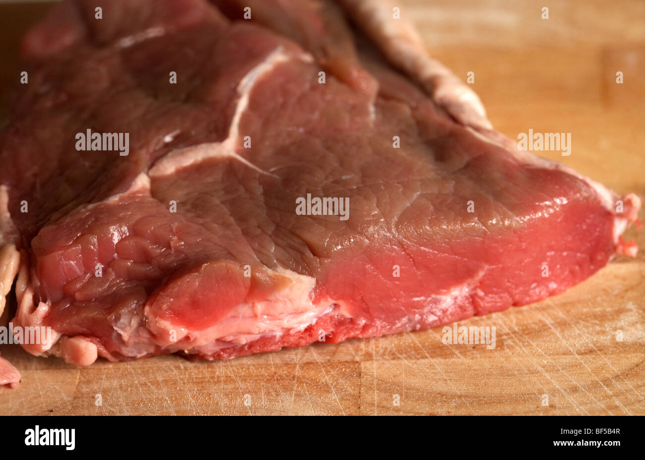 Materie fetta di chump steak di organic longhorn vacche irlandese Foto Stock