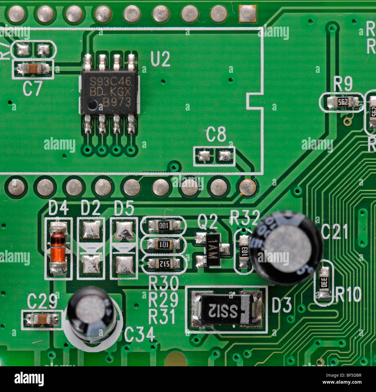 Dettaglio, la circuiteria della scheda di espansione, PC, una scheda di rete PCI card Foto Stock