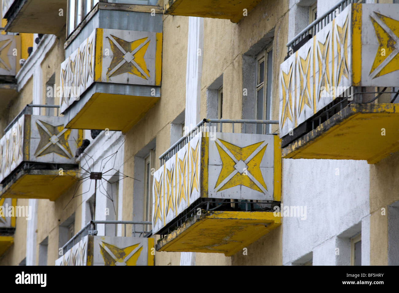 Blocco di appartamenti Vorkuta, Repubblica di Komi, Russia Foto Stock