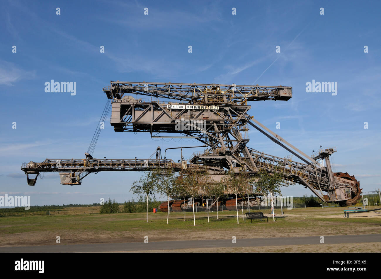 La grande ruota di benna Escavatore a ruote, Ferropolis, città di ferro, Sassonia-Anhalt, Germania, Europa Foto Stock