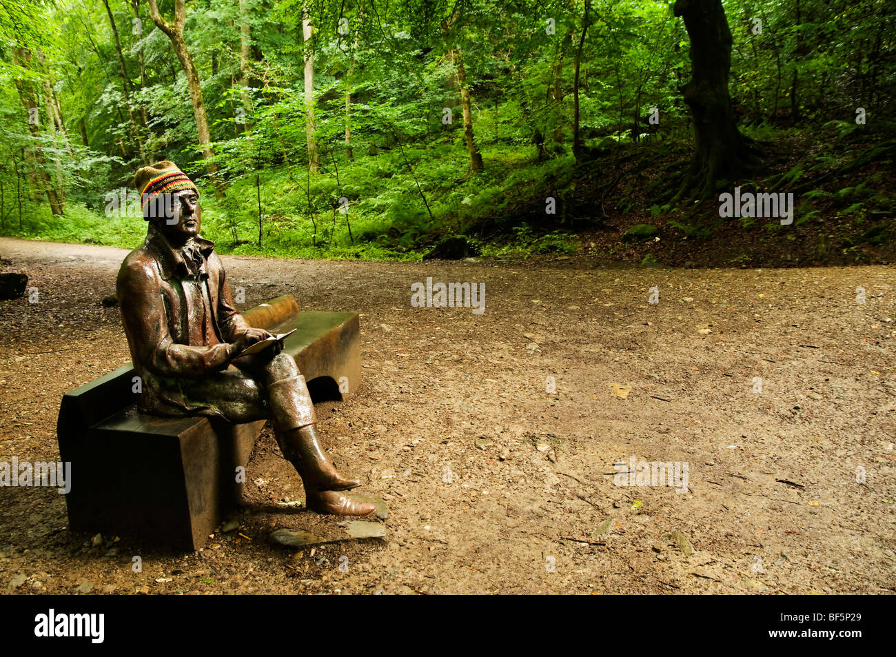 Statua di Robbie Burns indossando un cappello Foto Stock