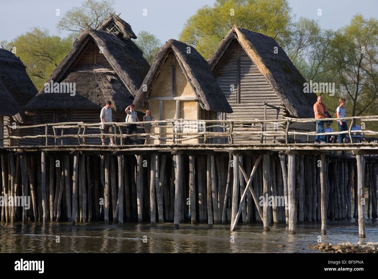 Museo Pfahlbau, Unteruhldingen Lago di Costanza, Baden Wuerttemberg, Germania Foto Stock