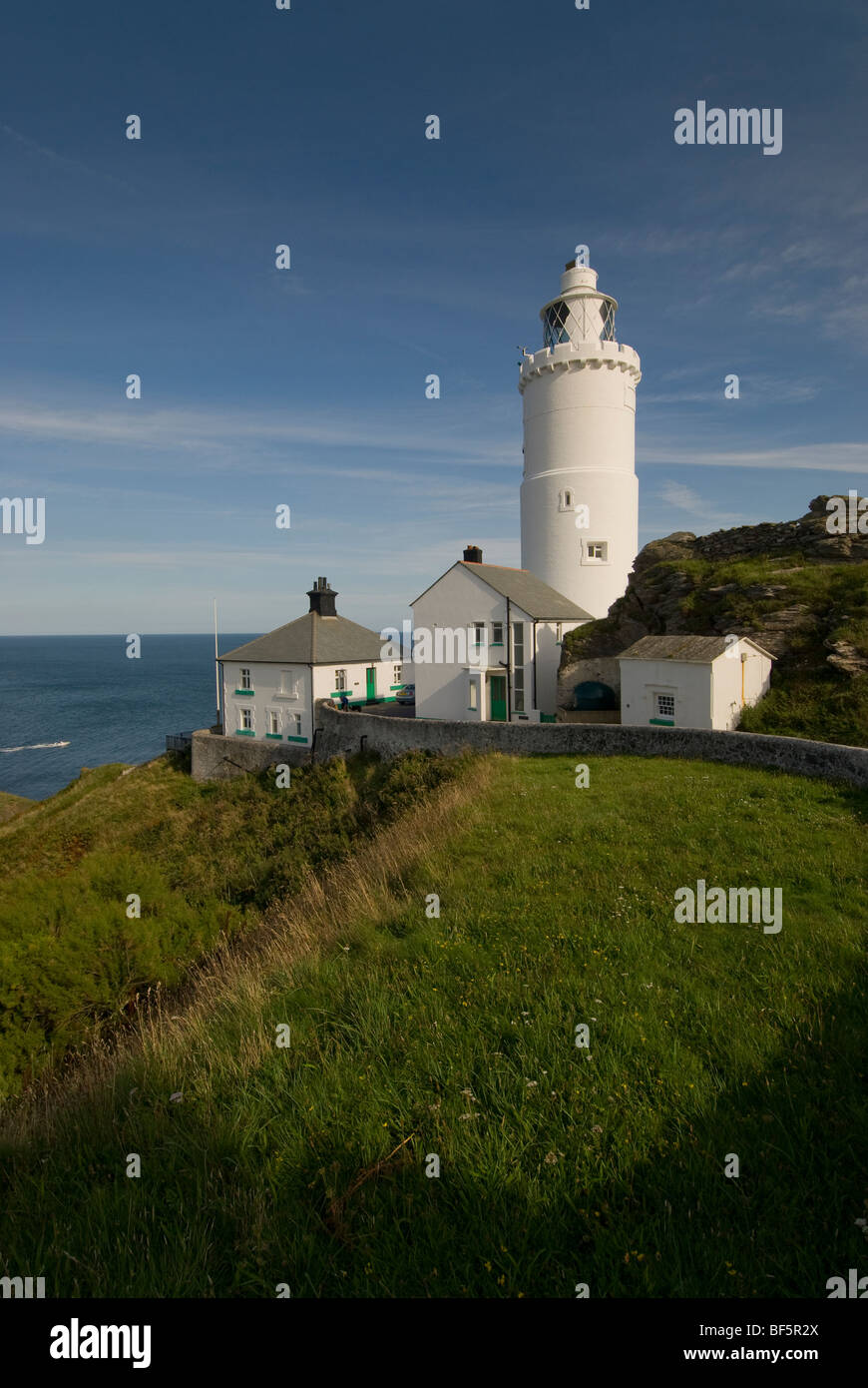 Il punto di inizio del faro, costruito nel 1836, Sud prosciutti, Devon, Regno Unito. Foto Stock