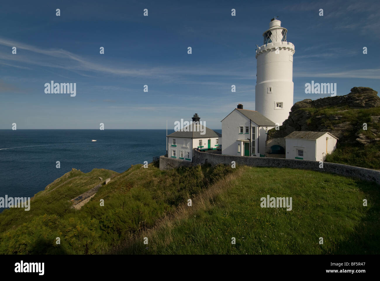 Il punto di inizio del faro, costruito nel 1836, Sud prosciutti, Devon, Regno Unito Foto Stock