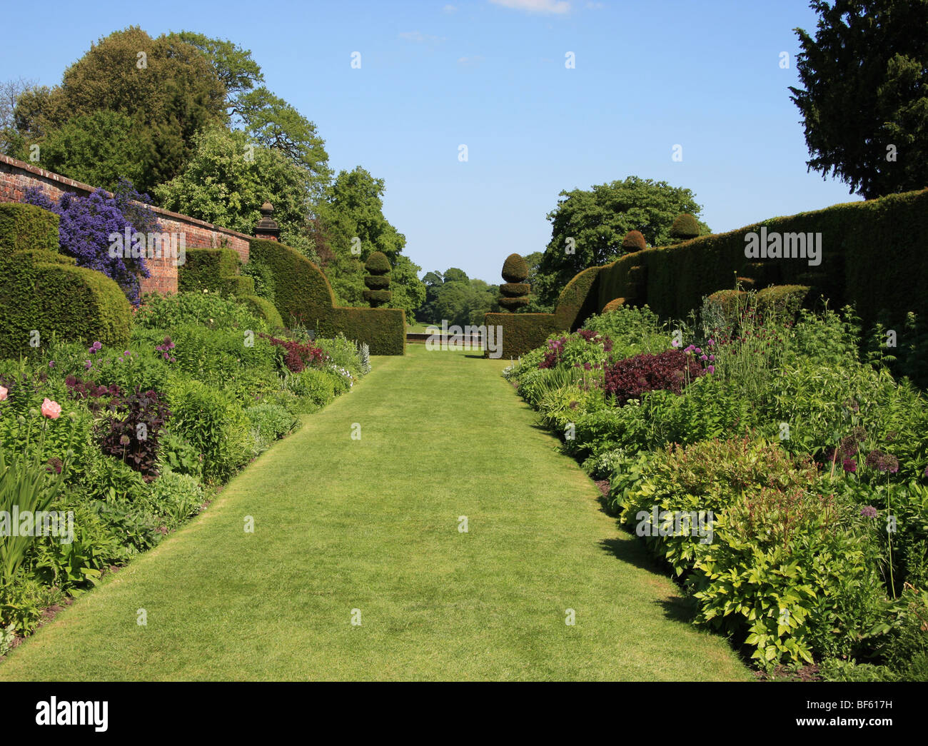 Confine erbacee Arley Hall e giardini Arley Northwich cheshire england Foto Stock