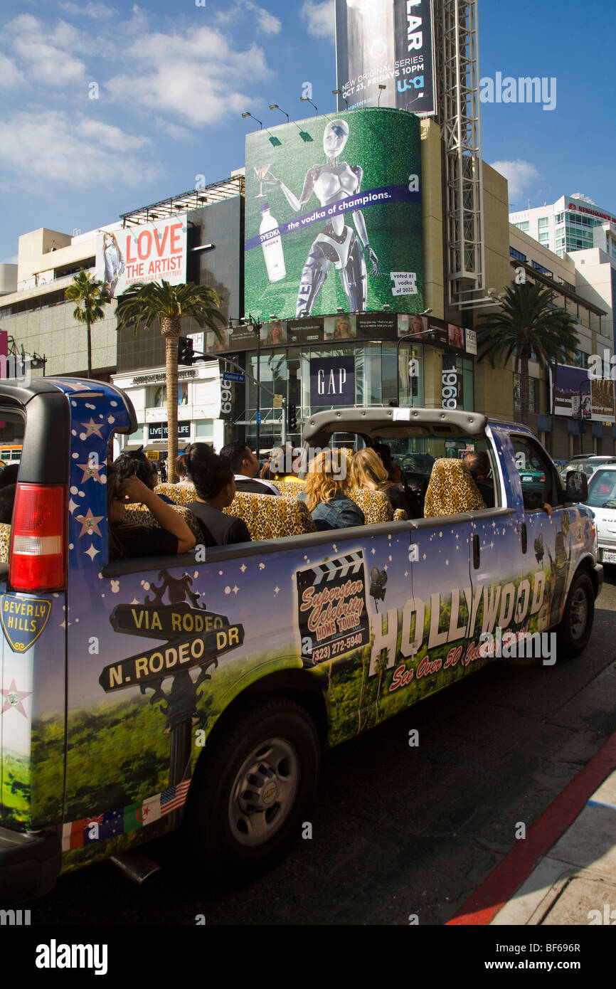 Aria Aperta Tour Van a Hollywood Blvd e Highland Ave, Hollywood, California, Stati Uniti d'America Foto Stock