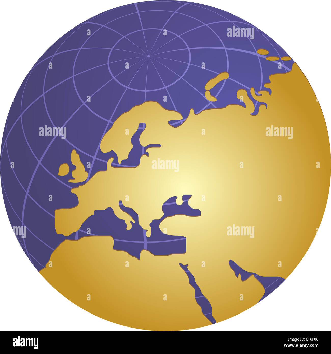 Mappa del globo illustrazione del continente Europa paesi Foto Stock