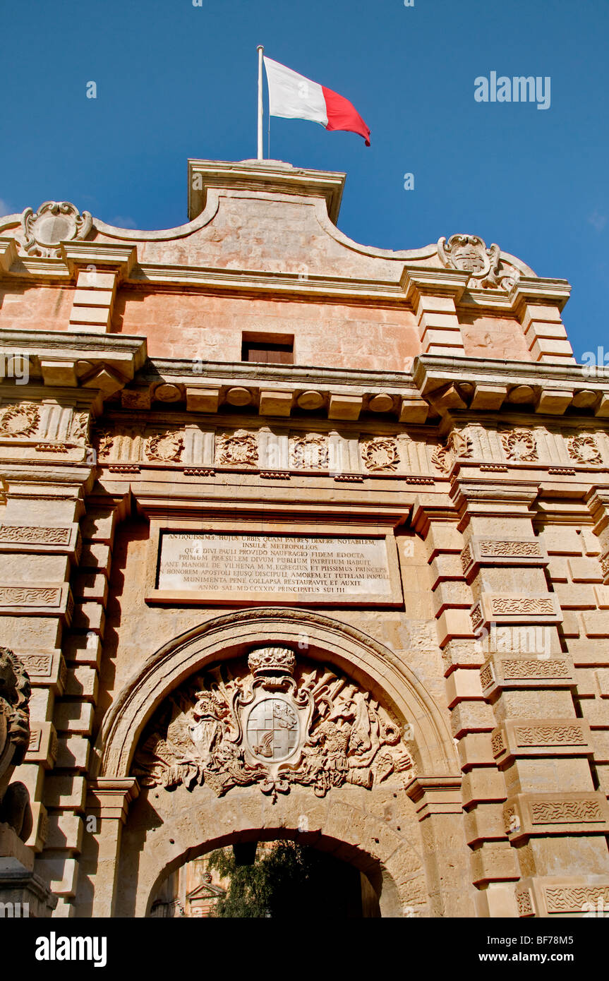 Mdina Rabat Malta città fortificata città fort castello Foto Stock