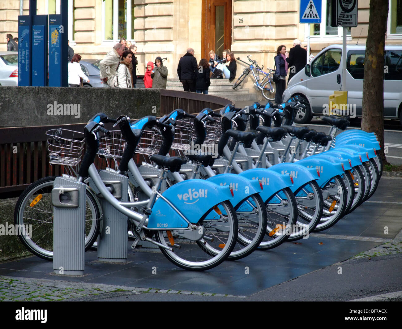 "Veloh' un pubblico nuovo noleggio biciclette nella città di Lussemburgo - Europa Foto Stock