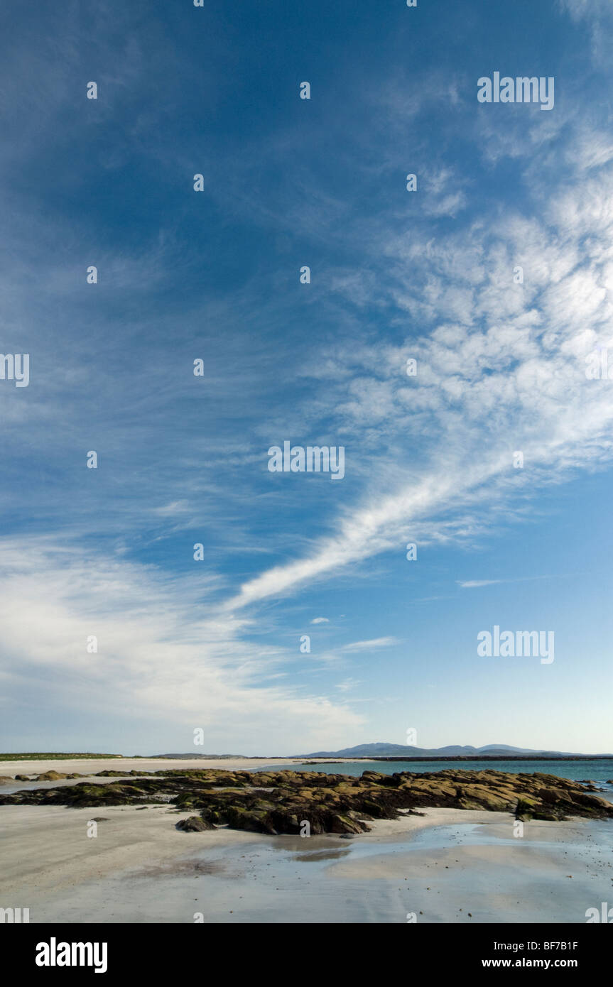 Vista sulla spiaggia a Pollachar, Sud Uist guardando verso sud, Scotland, Regno Unito Foto Stock