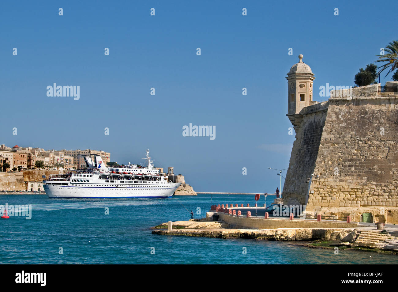 Punto di Senglea Tower guardare occhio orecchio Malta tre città di fronte la città fortificata di La Valletta Foto Stock Punto di Senglea Tower guardare occhio orecchio Malta tre città di fronte la città fortificata di La Valletta Foto Stock