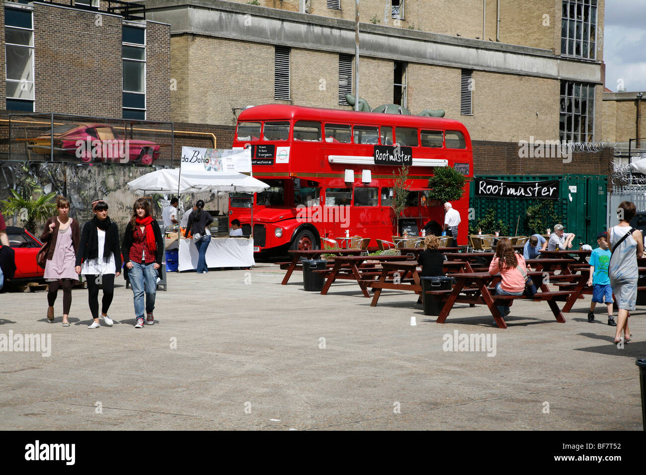 Rootmaster Bustaurant presso il birrificio di Truman, Shoreditch, London, Regno Unito Foto Stock